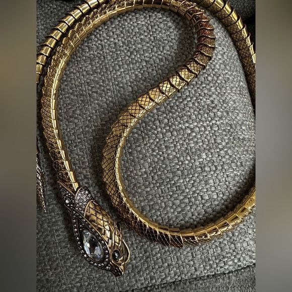Crystal and gold snakeskin Roberto cavalli necklace sold - Picture 11 of 13